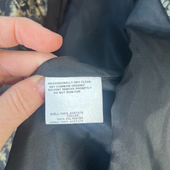 Scott McClintock Millennium 2000 Black Brocade Floral Vintage Blazer Size 10 - Picture 3 of 10